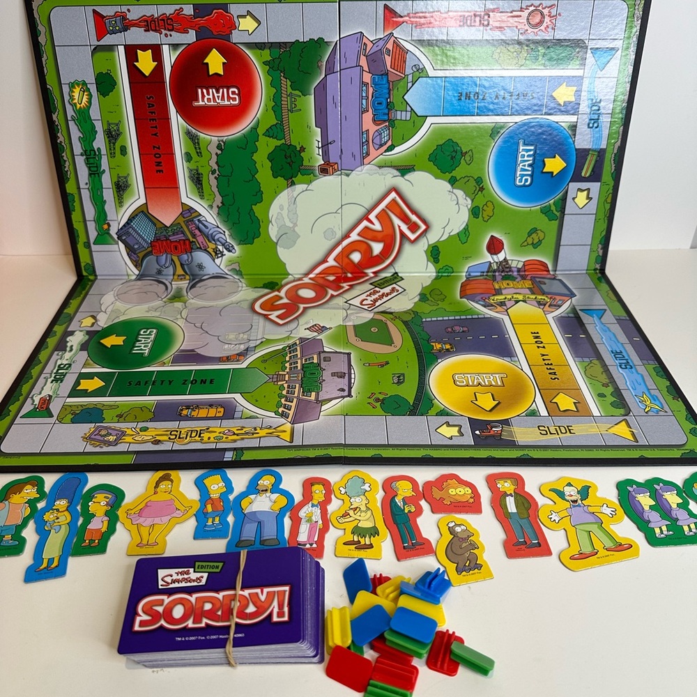The Simpsons Sorry! Board Game Complete Counted Pieces Family Game